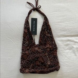 White Fox Boutique Brown Floral Embroidered Tank Top
